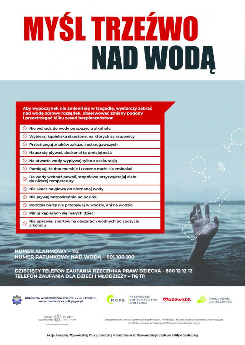 MYŚL TRZEŹWO NAD WODĄ - plakat profilaktyczny